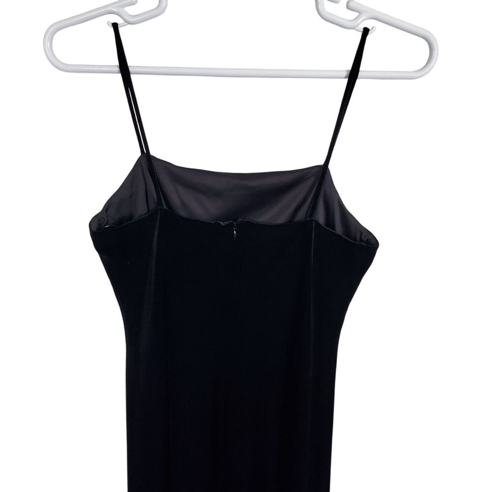 Alex Evenings Size 12 Dress Slip Gown Velvet Spaghetti Strap Evening Back Slit - Picture 8 of 15